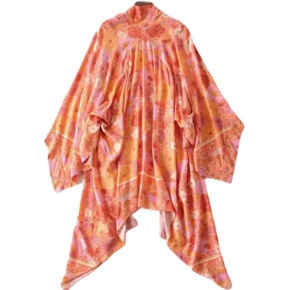 Vintage 70s Floral Print Kimono Cardigan Sweater - Picture 7 of 7